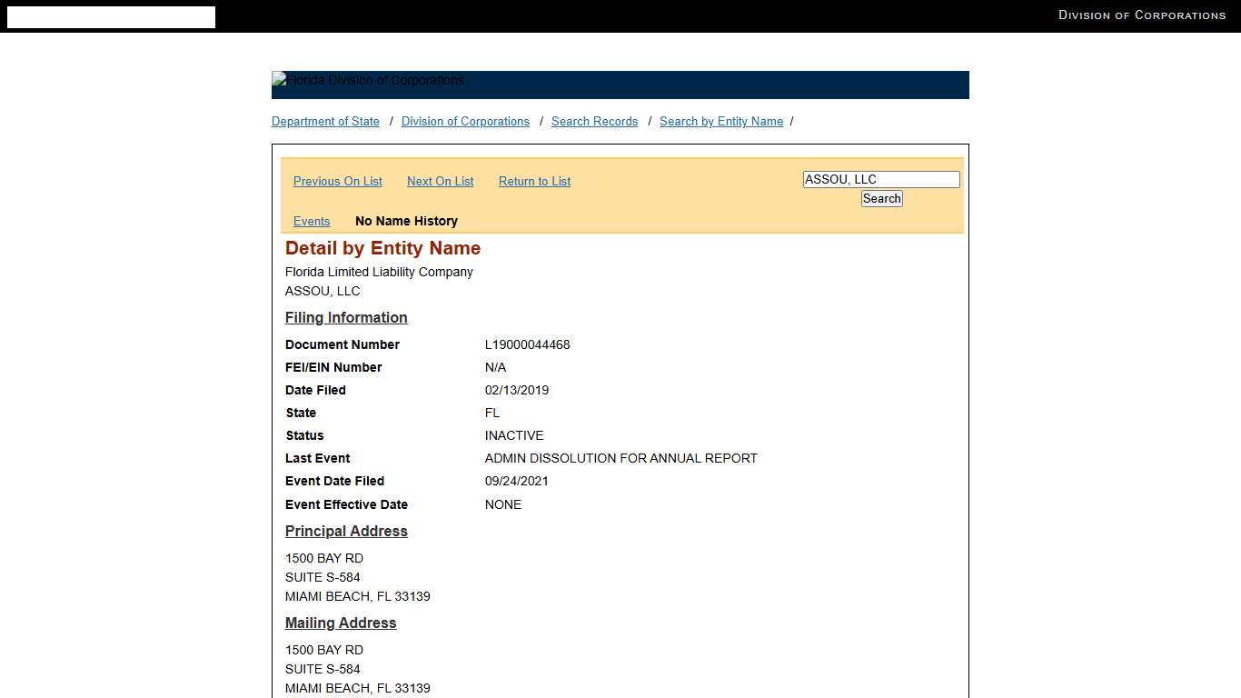 Detail by Entity Name